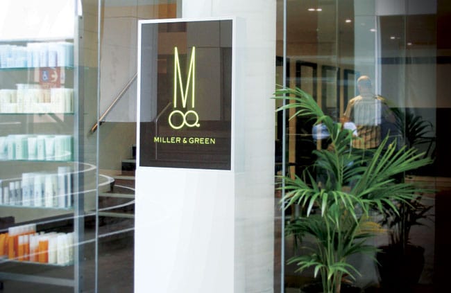 Miller & Green 美髮美容沙龍識別規劃 LOGO 設計、名片設計推薦 1 miller-green-signage